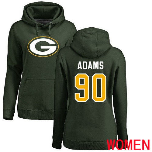 Green Bay Packers Green Women #90 Adams Montravius Name And Number Logo Nike NFL Pullover Hoodie Sweatshirts